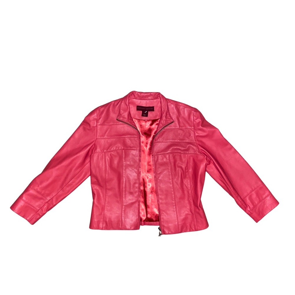 Vintage Margaret Godfrey Pink 100% Leather Motorcycle Jacket